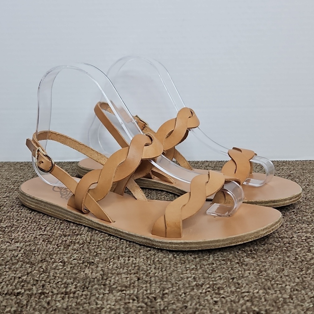Ancient Greek Sandals Plexi Natural Tan Leather Handmade Sz 39